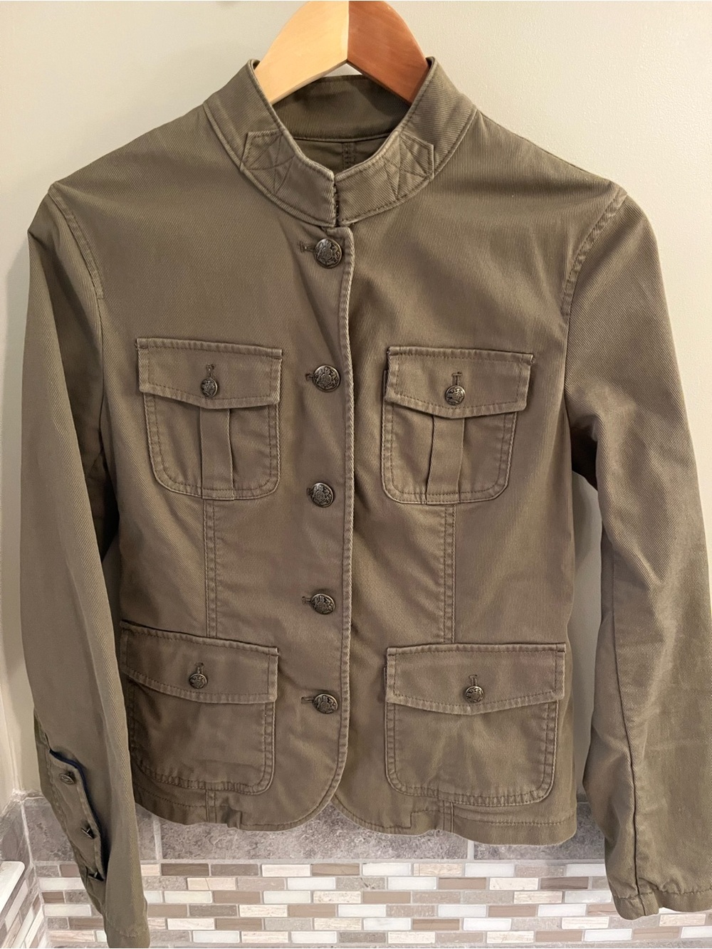 Banana Republic Military Style Jacket Women's Size 6 NWOT Green Button Front